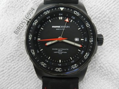 MOMO DESIGN BLACK PVD TITANIUM PILOTS GMT WATCH MD-095 AUTOMATIC 2893-2 21 JEWEL