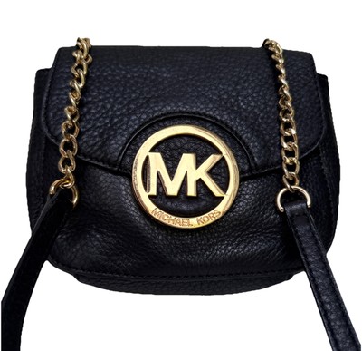 Michael Kors Fulton Black Leather Small Crossbody Bag Leather