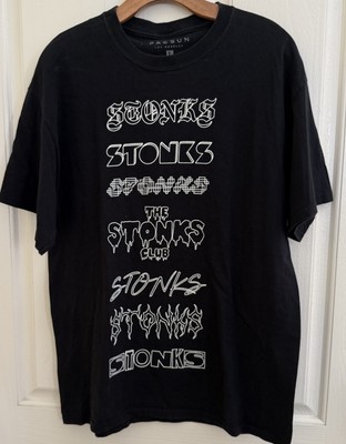Pacsun Stonks Club Meme Mens Black T Shirt Size L Los Angeles