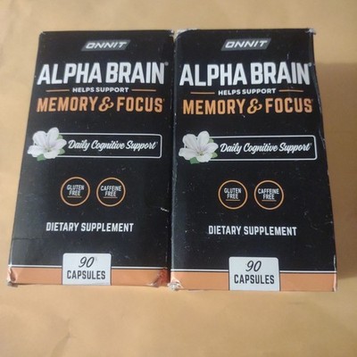 ALPHA BRAIN''2''GIANT BOTTLES Memory Focus Daily Cognitive Support (90 Capsules-X2