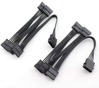 MEETOOT 2pcs IDE to SATA Power Cable Large 4 Pin PC Server Hard Black 