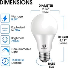 Energy Saving 4-Pack A19 LED Light Bulbs - Replace 60W with 8W, 760 Lumens