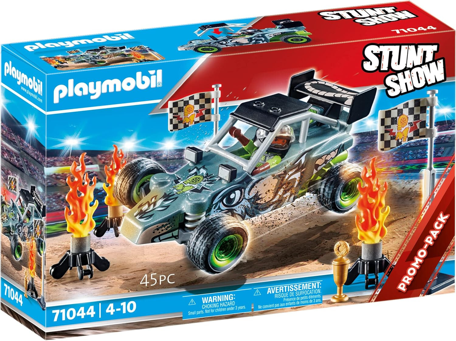 Playmobil 71044 le cadeau d'anniversaire idéal avec pilote cascadeur et buggy de course