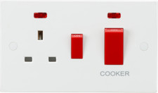 Image of Knightsbridge 45A DP Cooker Switch and 13A Socket with Neons SN8333 SN8333N UK