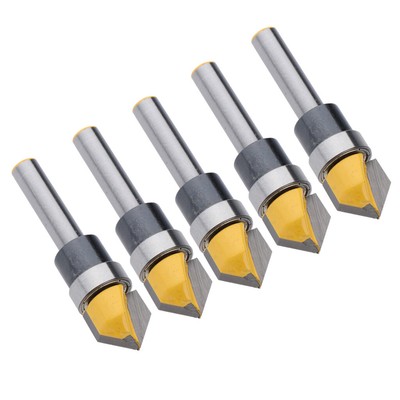 Amana Tool 45709 Carbide Tipped V-Groove 60 Deg x 1//2 Dia x 5//8 x 1//4 Shank