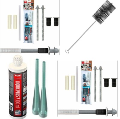 Tox Schwerlast Befestigungssset 4x M12x300. Aqua-stop, Montagemörtel + Bürste 