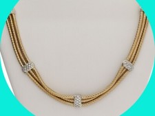 Diamond 3 Chain Station Necklace .65CT 14K YG 15.75  Long