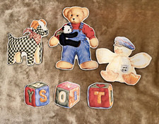 Daisy Kingdom Blue Jean Teddy Bear Room Decor Decorations Wall Art 6 pieces