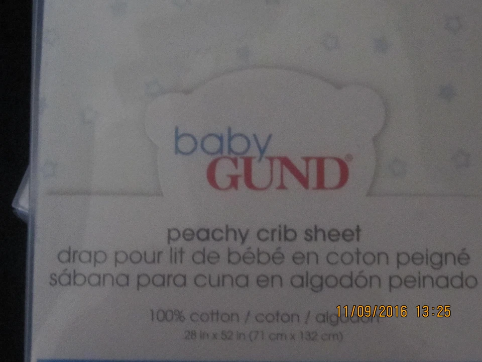 Sábanas Cuna Baby Gund 100% Algodón Nuevas Melocotón 28x52". Foto 2 de 4
