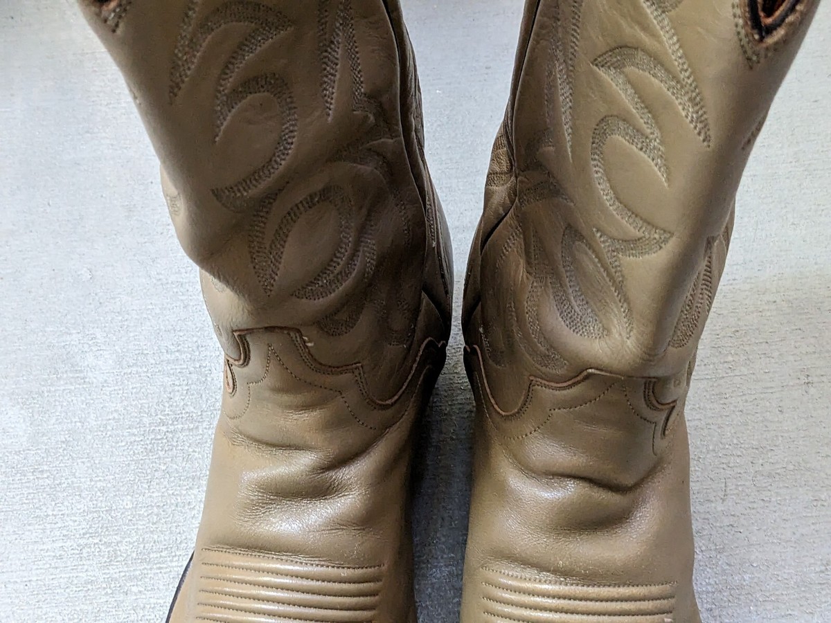 El Dorado Cowboy Boots Taupe Leather Men's 9 D Botas Mexico Gray
