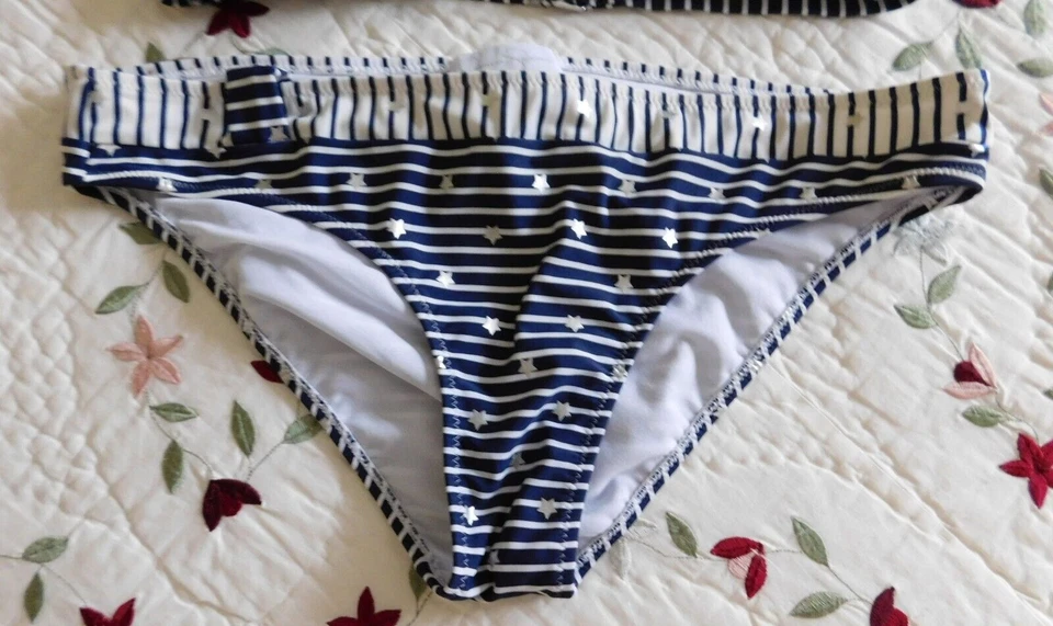 Jessica Simpson Mujeres Talla L Bikini Estrella Rayas Triángulo Traje de Baño Conjunto Foto 2 de 4