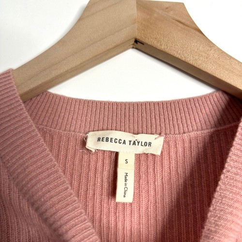 Suéter REBECCA TAYLOR 100% Cachemira Cuello Redondo Acanalado Rosa Talla Pequeña - Imagen 7 de 8