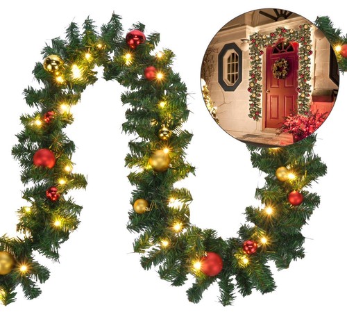 Weihnachtsgirlande 80 LED 5m Haustür Tannengirlande Christbaum Kugeln Girlande - Bild 8 von 8
