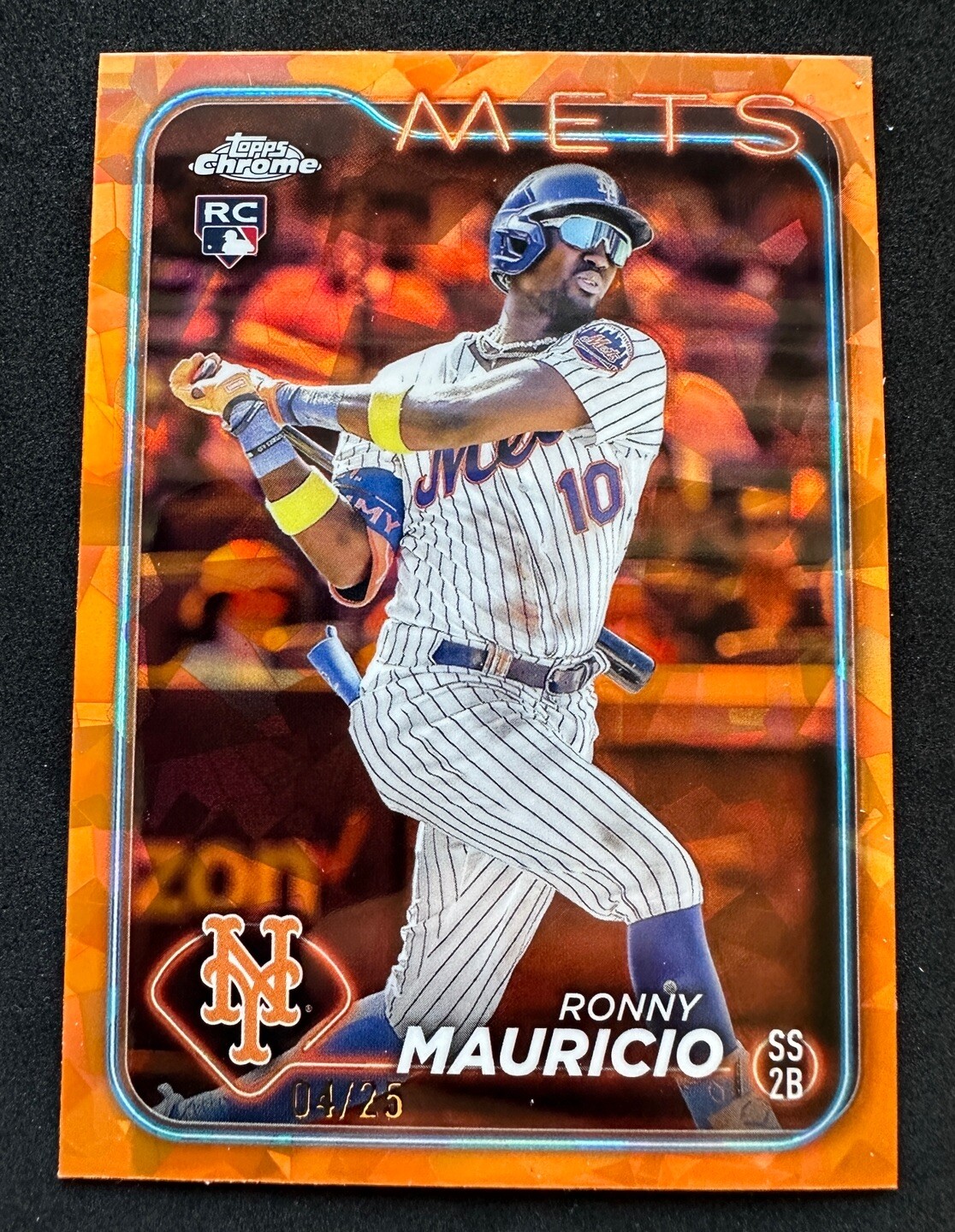 2024 Topps Chrome Sapphire Ronny Mauricio Orange /25 Rookie RC Mets Color Match
