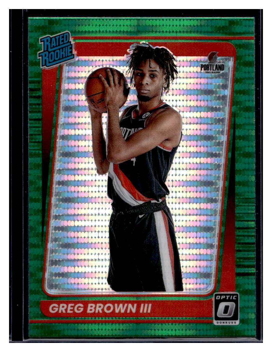 2021-22 Panini Donruss Optic Green Pulsar Prizm #195 Greg Brown III RC (B)