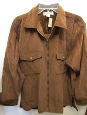 New Womans Whistles Front Zipper Brown Corduroy Jacket Size M