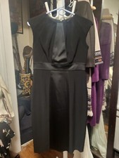 Adrianna Papell Black & Black SAtin Center Panel Pencil Dress 6