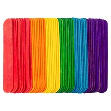 8 Inch Jumbo Craft Sticks 50 Pcs Colored Wooden Popsicle Sticks Large Tongue ...