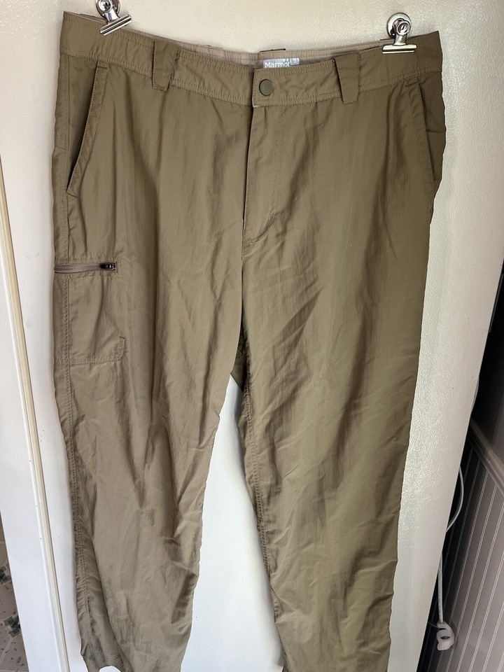 Marmot Pants Men's Khaki Tan Sz 36 X 32 100 Nylon Hiking Outdoor