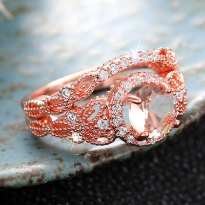 Rose Gold plated Ring Women Fashion Cubic Zircon Party Jewelry Sz 6-10 