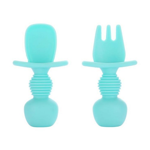 Spoon & Fork Baby Utensils Self Feed Toddler Silicone Feeding Training Cutlery - Picture 12 of 17