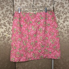 Lilly Pulitzer Vintage White Label Pink Green Palm Tree Skirt Size 10