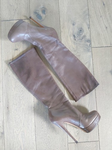 Casadei Italy High Heel Stiletto Leder Plateau Stiefel Boots Vero Cuoio Luxus - Bild 9 von 12