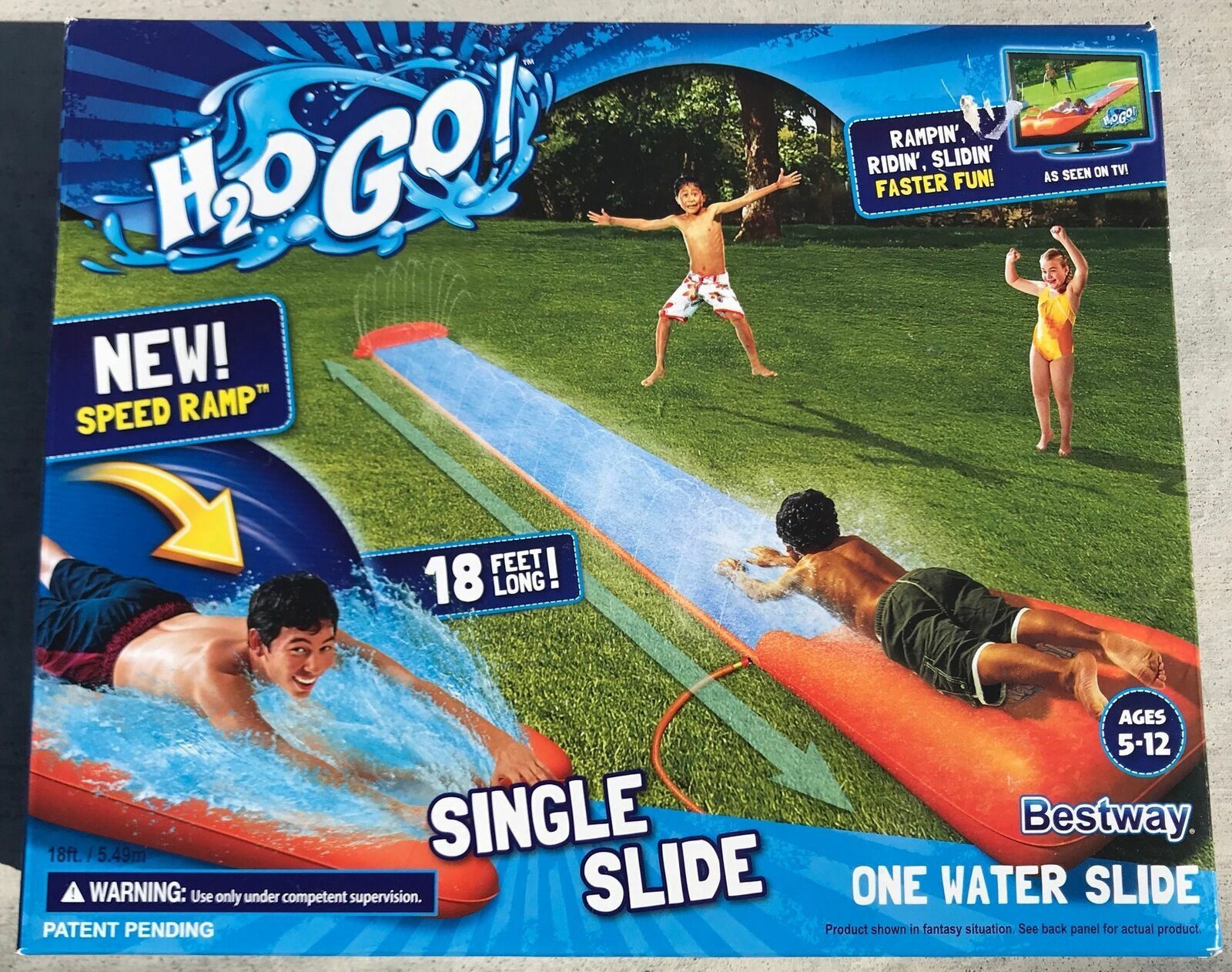 Bestway H2OGO Single Slide Water Slide With Speed Ramp 18' Long
