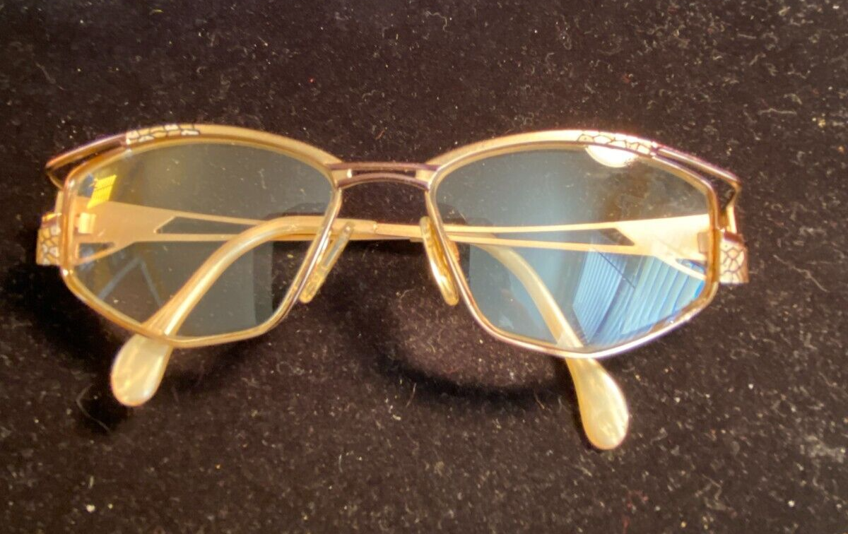 Vintage Eyewear Signed CAZAL 90s Gold & Multicolor High Fashion Eyeglass Frames