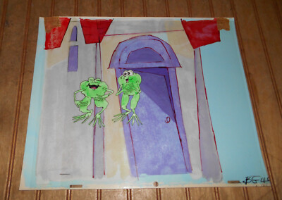 Animation Production Cel Art & Background 2 Frogs From Unknown Movie/TV Series