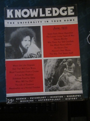Knowledge Scientific Progress Magazine June 1933 Facts About Hypnotism L41