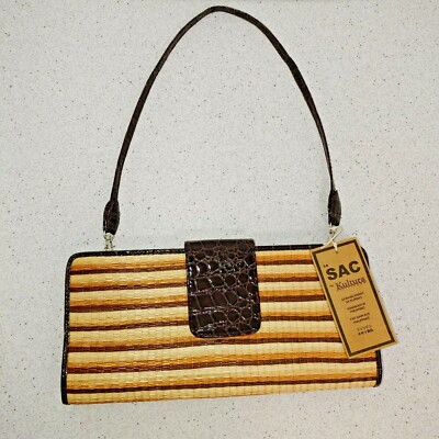 NWT Le Sac for Kultura Handbag Purse Ombre Tan Rust Cream