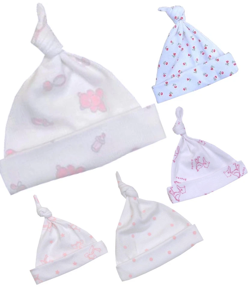 BabyPrem Baby Girls Knotted Hat Premature Preemie Prem Tiny Baby Clothes 1-7.5lb