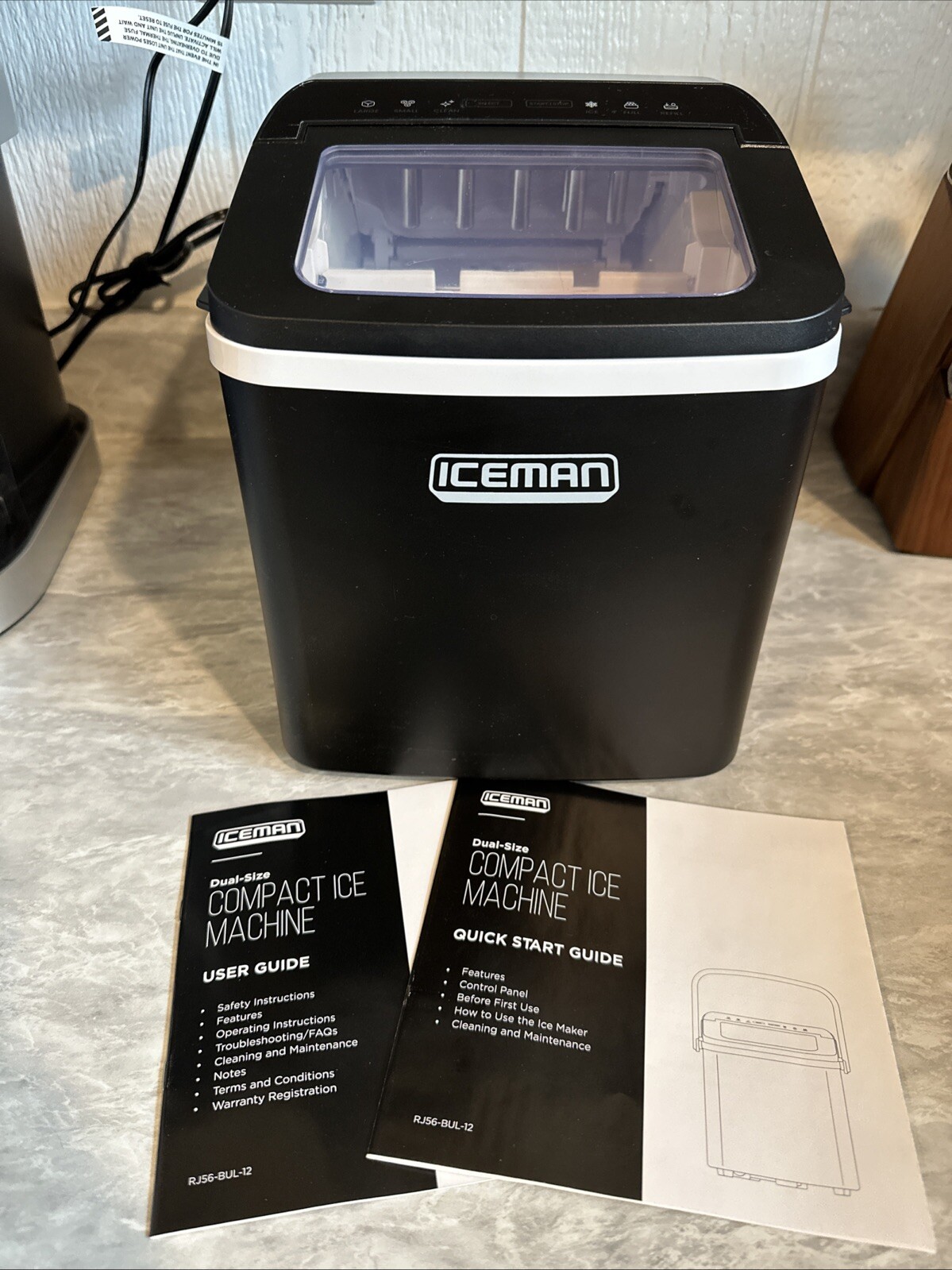 Máquina de hielo compacta Iceman negra, cubitos de hielo de doble tamaño