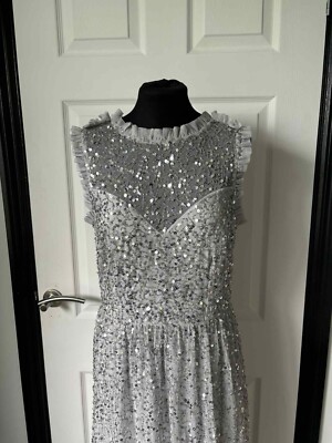 sachin and babi light blue dress CUTTE Women Sequin Bridesmaid Dress,V-Neck Sleeveless Wedding Dress for  Bride,Chiffon Bridesmaid Dresses with Slit Long Formal Dress,Evening Party  Dress,Gray,XS : Amazon.co.uk: Fashion