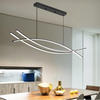 Mikeru 120cm moderne Decken-Pendelleuchten, schwarze Küchen- oder Wohnzimmerlampen