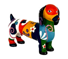 Dackel  Hund Dachshund bunt Figur für den Außenbereich geeignet - 20244A