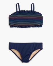J Crew Crewcuts Girls Smocked Two Piece Bikini Swimsuit, Size 8, EUC 