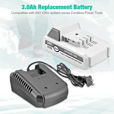 #ad #ad 3.0Ah 24V Lithium ion Battery amp; Charger for Snow Joe Sun Joe 24V Cordless $37.99