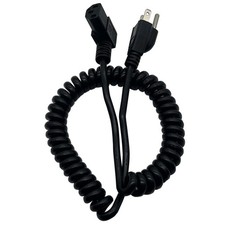 Traovien 3 Prong Female Coiled Spiral Power Cable 3 Prong AC Black Down Angle