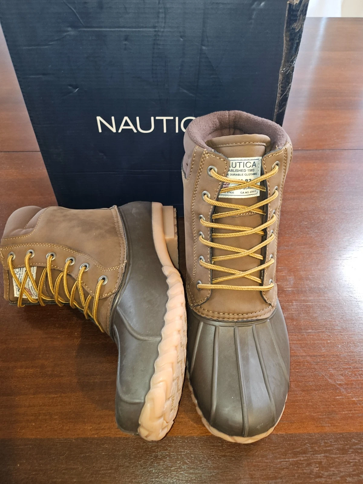 Mens Nautica Channing Tan Cold Weather Duck Boots Size 10 NEW