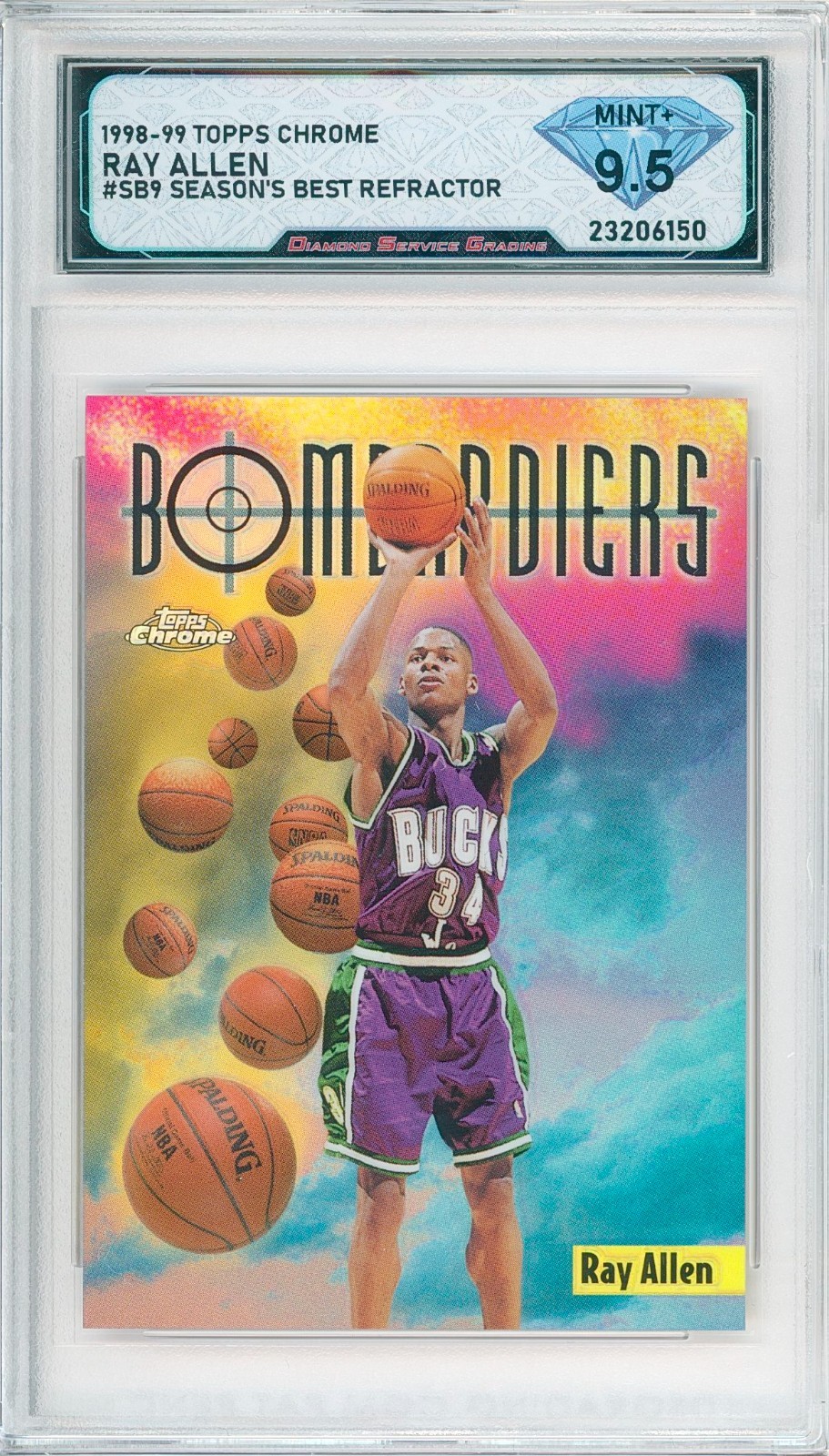 1998-99 Topps Chrome RAY ALLEN #SB9 Seasons Best Refractor 💎 DSG 9.5 Mint+