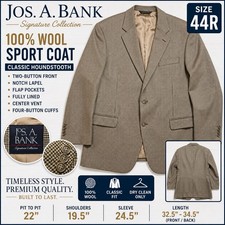 Jos. A. Bank Signature Collection 44R 100 Wool Houndstooth Sport Coat Blazer