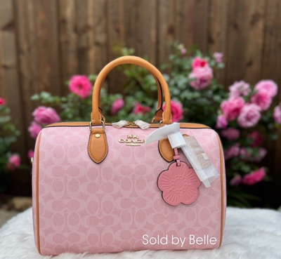 NWT Coach Large Rowan Powder pink Satchel Bag Signature Canvas