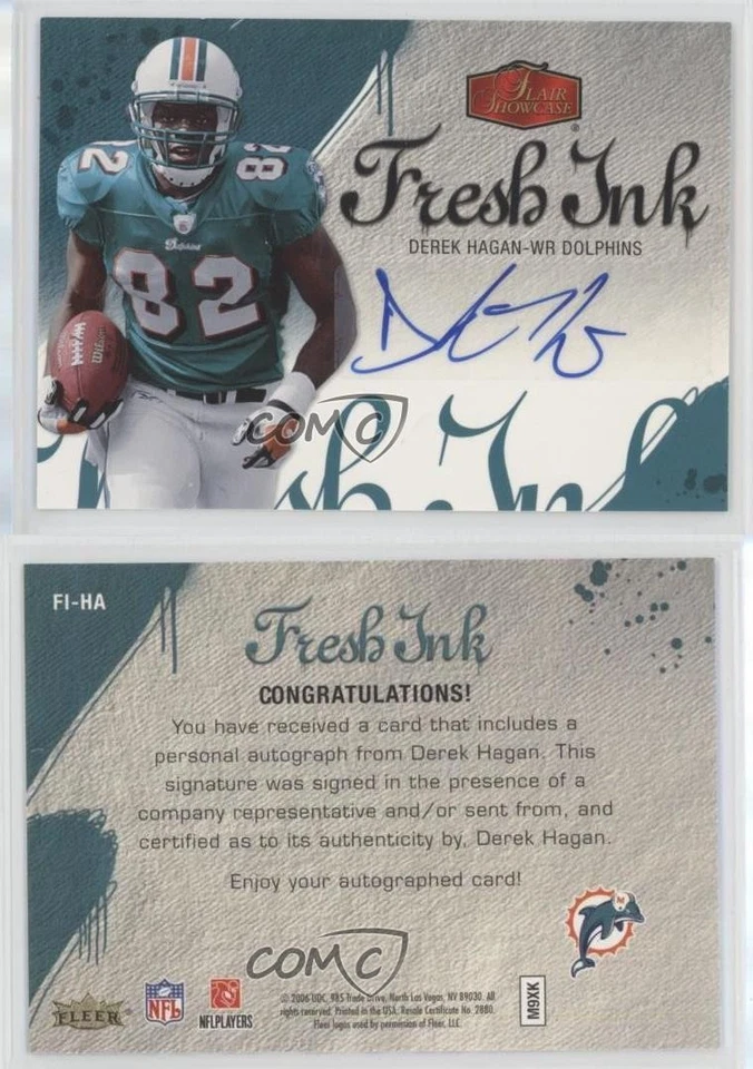 2006 Flair Showcase Fresh Ink Derek Hagan #FI-HA Rookie Auto RC - Image 3 of 3