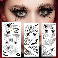 6 Sheet Halloween Spider Bat Temporary Tattoo Stickers Face eye Makeup Sticke...