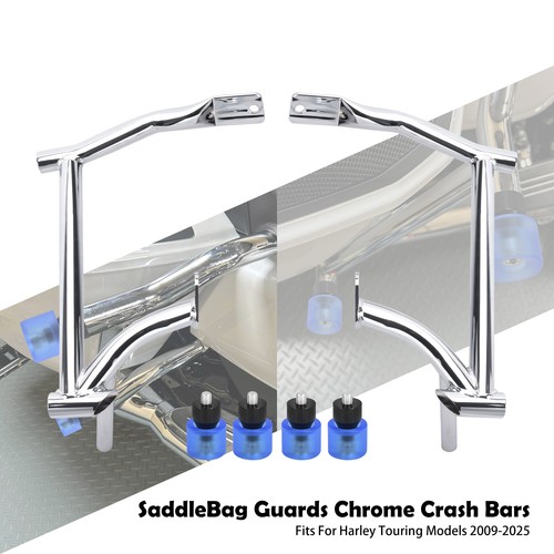 Chrome Rear Saddlebag Bracket Crash Guard Bar Fit For Harley Touring FLHX 09-25