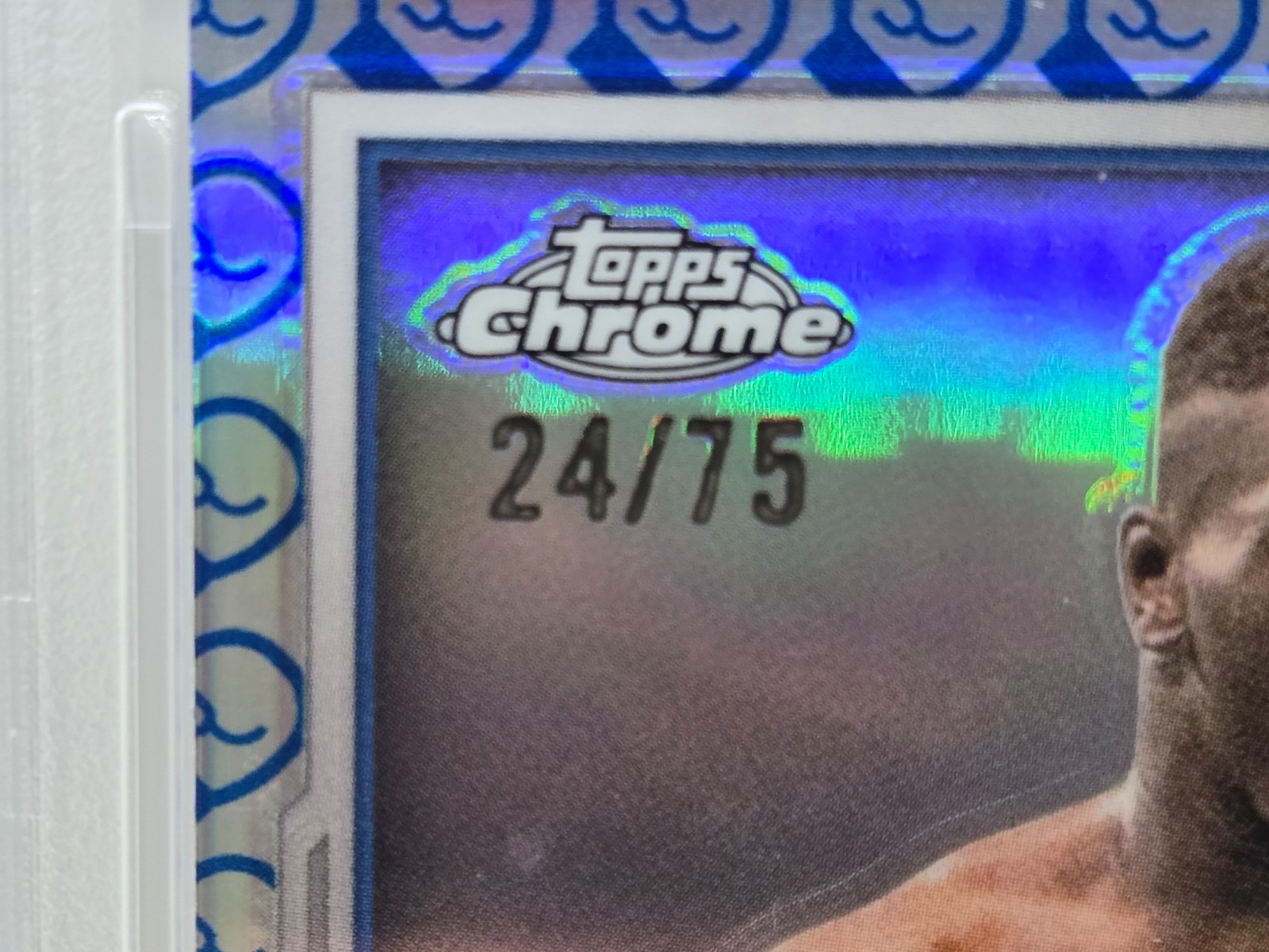 2024 Topps Chrome Boxing Mike Tyson Glove Logo Refractor /75 PSA 7 view 4