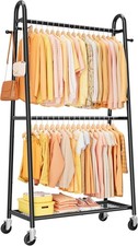 Heavy Duty Clothes Rack Metal Clothing Rack with Double Hanging Rods 36.5 Inch