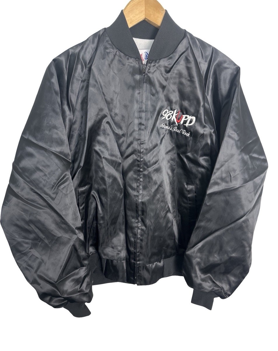 Vintage 80's 98KUPD Arizona's Real Rock Men's Black Satin Jacket